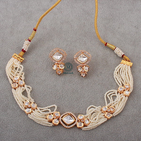 Neeshu Pearl Polki Designer Choker Set