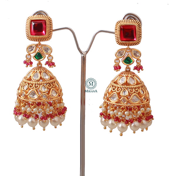 Madushri Ruby Green Polki Choker Set