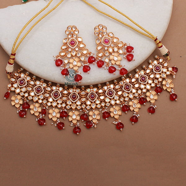 Nimeesha Ruby Polki Designer Choker Set