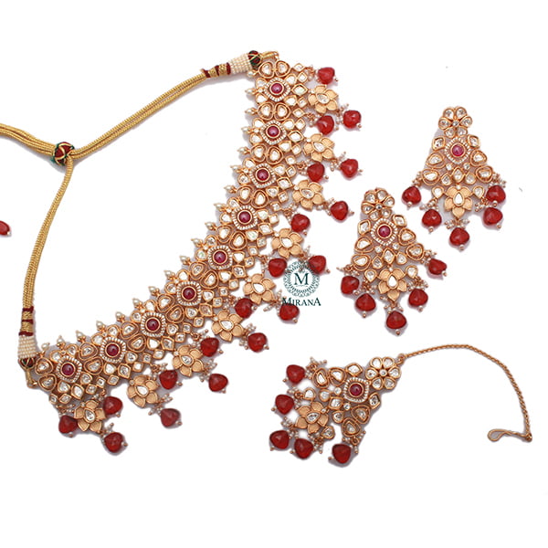 Nimeesha Ruby Polki Designer Choker Set