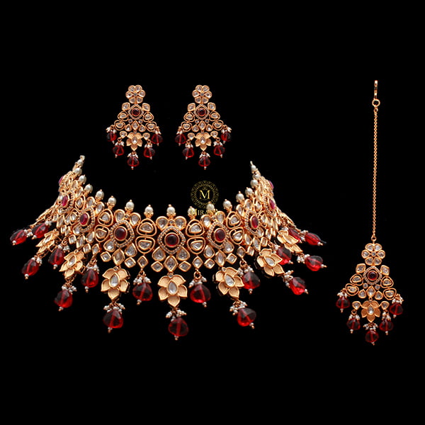 Nimeesha Ruby Polki Designer Choker Set