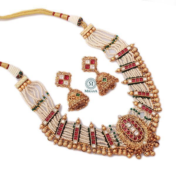 Nirvaya Ruby Green Antique Choker Set