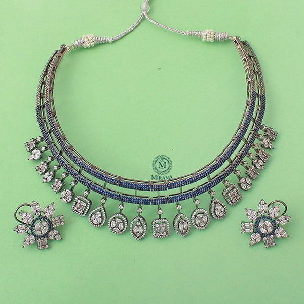 Jessica Blue CZ Designer Choker Set