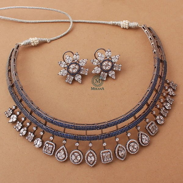 Jessica Blue CZ Designer Choker Set