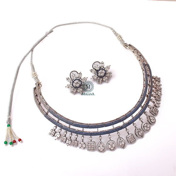 Jessica Blue CZ Designer Choker Set