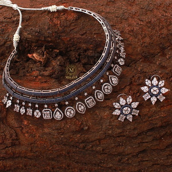 Jessica Blue CZ Designer Choker Set