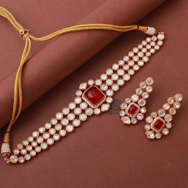 Amosha Ruby Polki Designer Choker Set