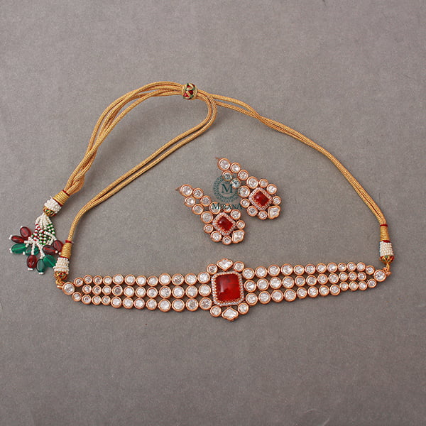 Amosha Ruby Polki Designer Choker Set