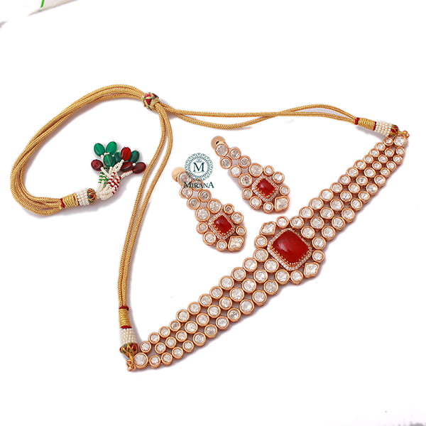 Amosha Ruby Polki Designer Choker Set