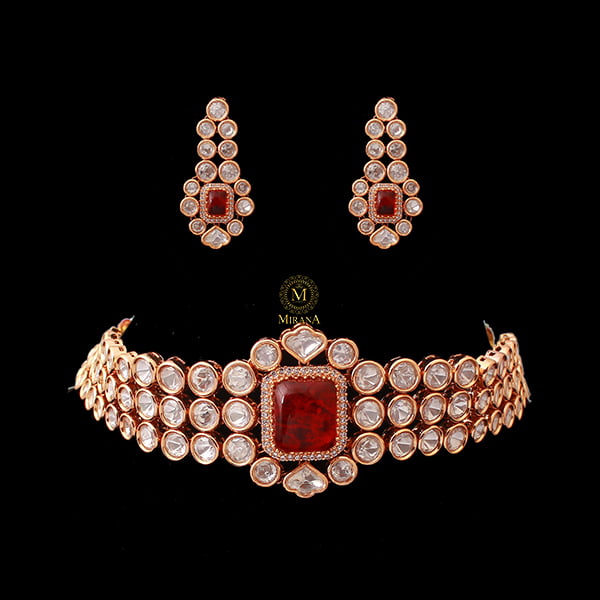 Amosha Ruby Polki Designer Choker Set