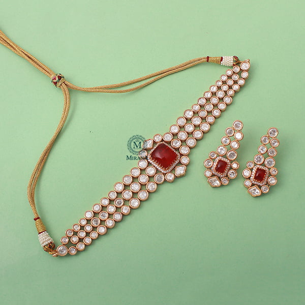 Amosha Ruby Polki Designer Choker Set