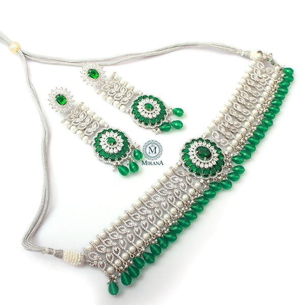 Kylie Emerald Green CZ Designer Choker Set