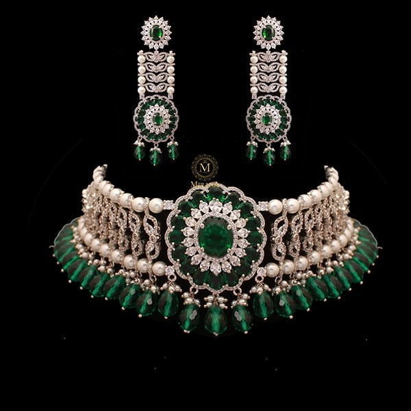 Kylie Emerald Green CZ Designer Choker Set