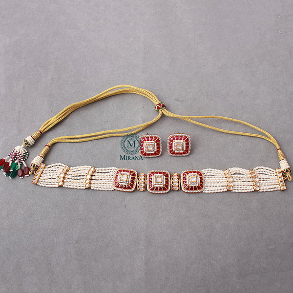 Lavana Ruby Polki Designer Choker Set