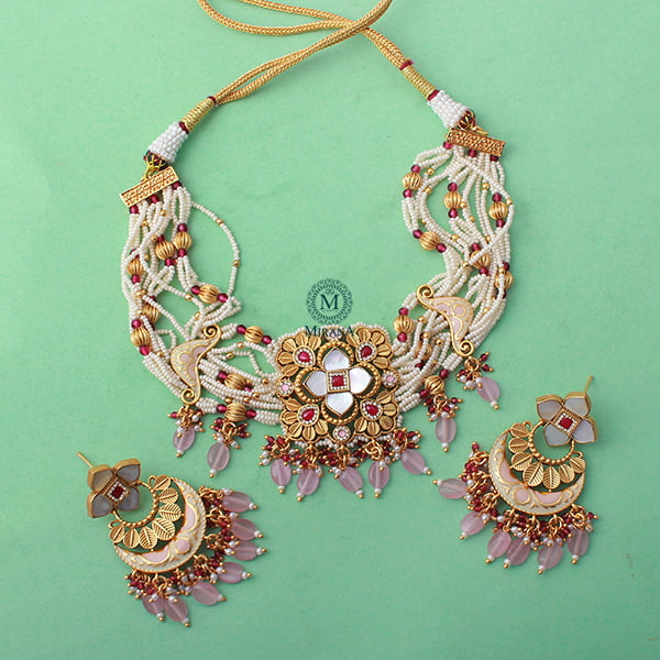 Samiksha Ruby MOP Designer Choker Set