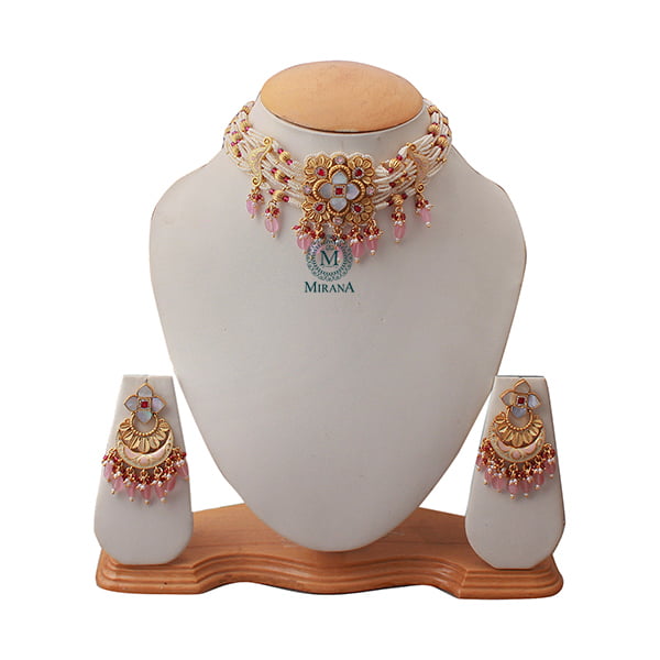 Samiksha Ruby MOP Designer Choker Set