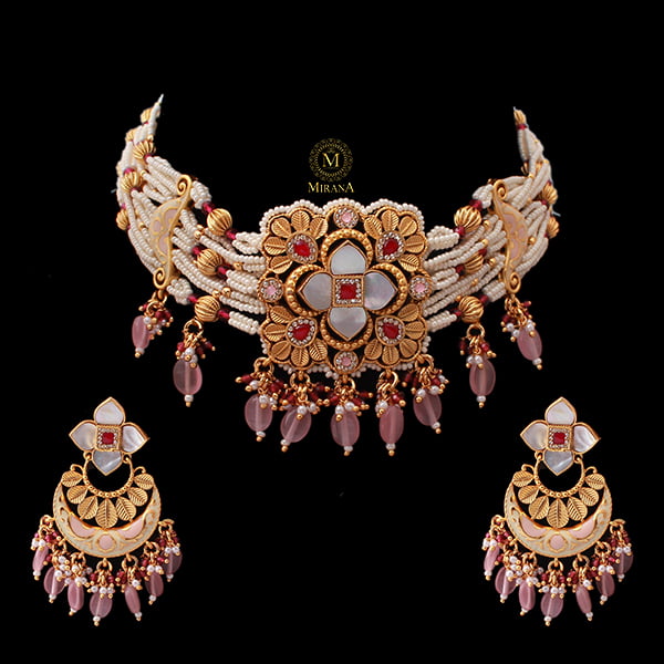 Samiksha Ruby MOP Designer Choker Set