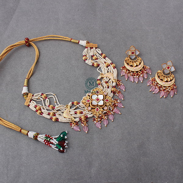 Samiksha Ruby MOP Designer Choker Set