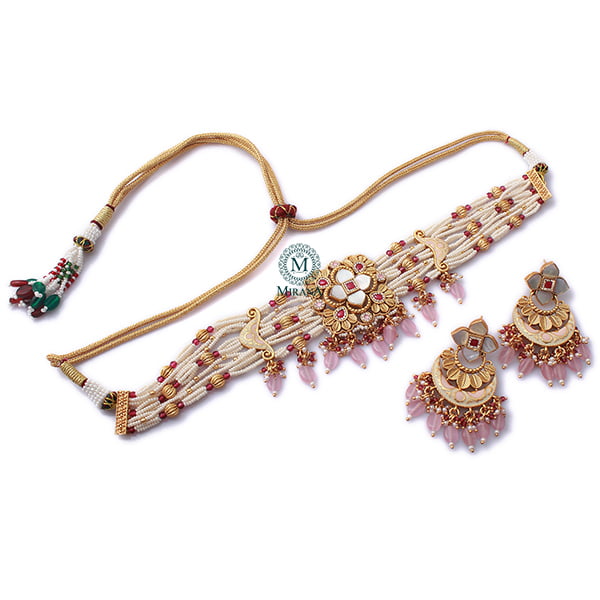 Samiksha Ruby MOP Designer Choker Set