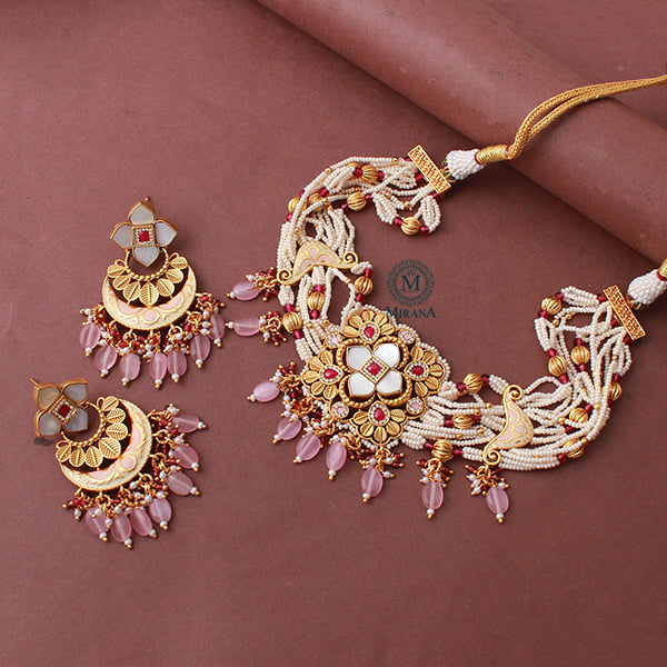 Samiksha Ruby MOP Designer Choker Set