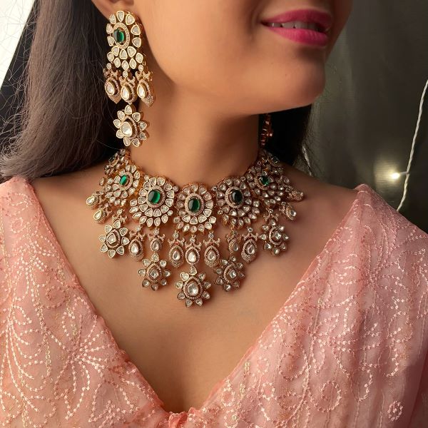 Harmeeta Moissanite Bridal Polki Choker Set