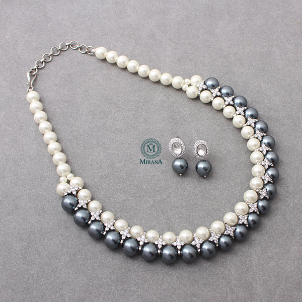 Jenny Glaucous Blue Pearl Choker Set