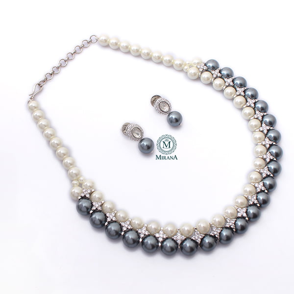 Jenny Glaucous Blue Pearl Choker Set