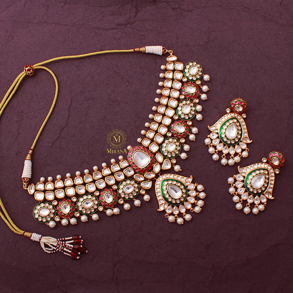 Aanandi Pearl Polki Bridal Choker Set