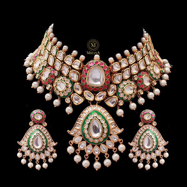 Aanandi Pearl Polki Bridal Choker Set