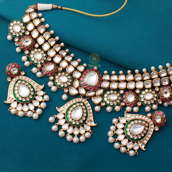 Aanandi Pearl Polki Bridal Choker Set