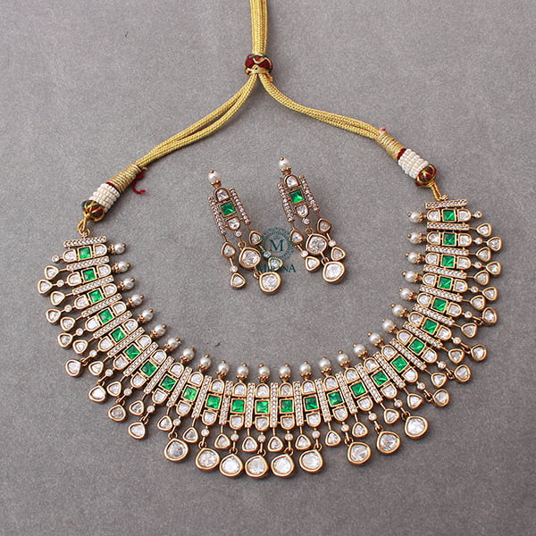 Shravya Green Polki Designer Choker Set