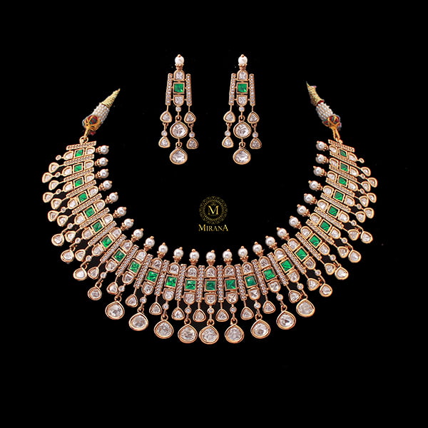 Shravya Green Polki Designer Choker Set