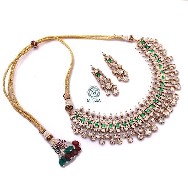 Shravya Green Polki Designer Choker Set