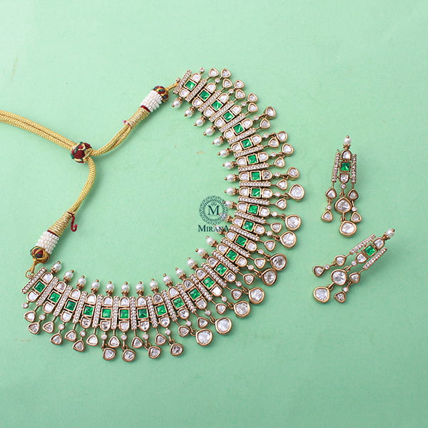 Shravya Green Polki Designer Choker Set