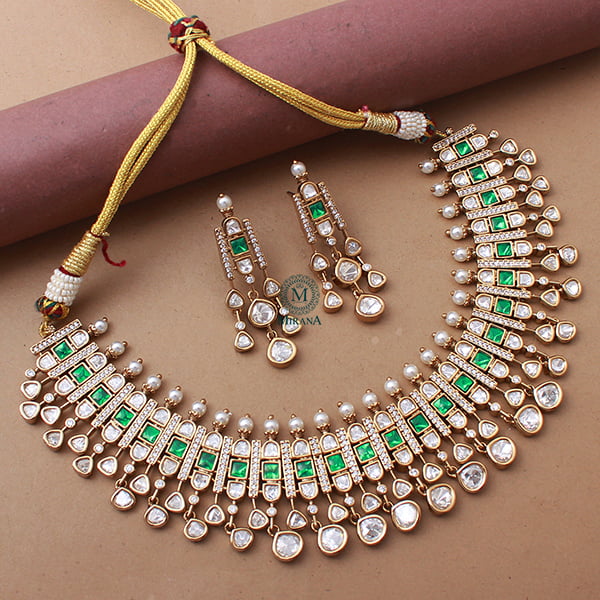 Shravya Green Polki Designer Choker Set