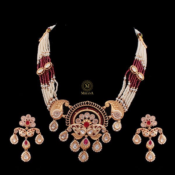 Sunhari Pearl Meenakari Polki Choker Set