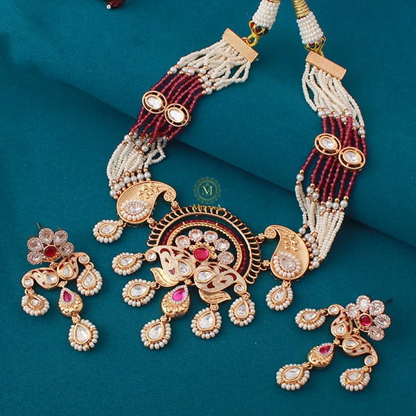 Sunhari Pearl Meenakari Polki Choker Set