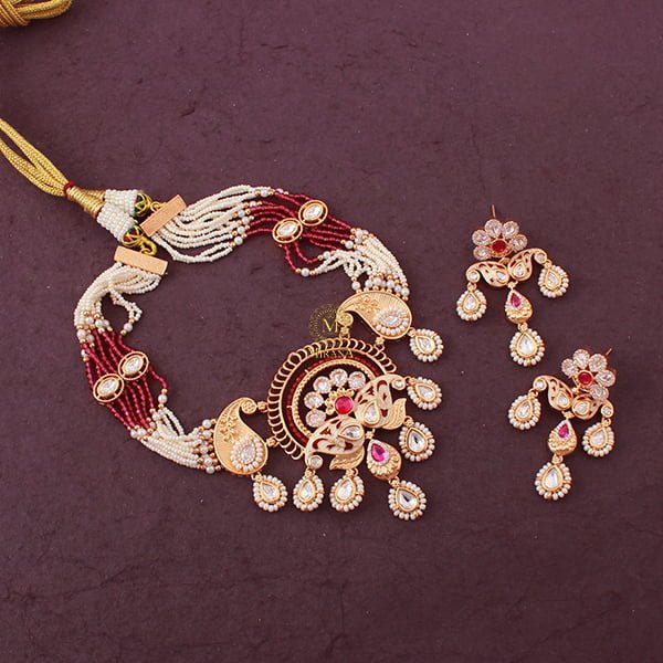 Sunhari Pearl Meenakari Polki Choker Set