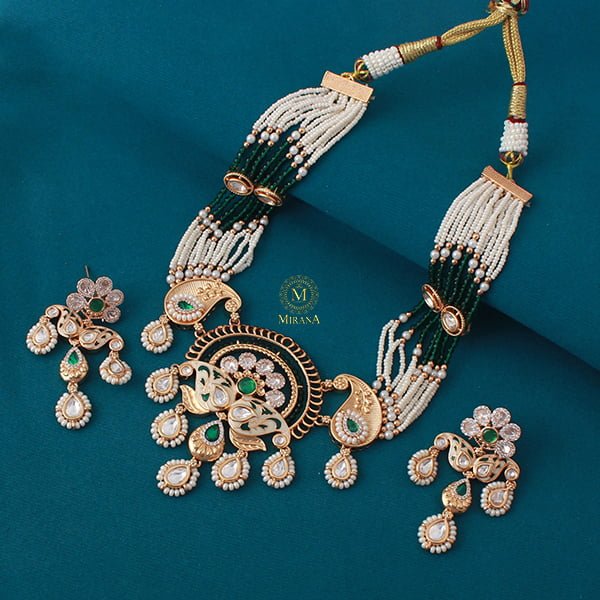 Sunhari Emerald Green Meenakari Choker Set