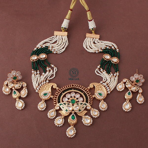 Sunhari Emerald Green Meenakari Choker Set