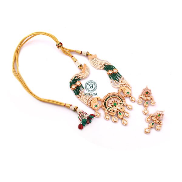 Sunhari Emerald Green Meenakari Choker Set