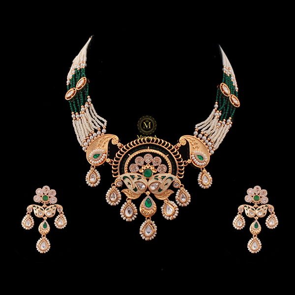 Sunhari Emerald Green Meenakari Choker Set