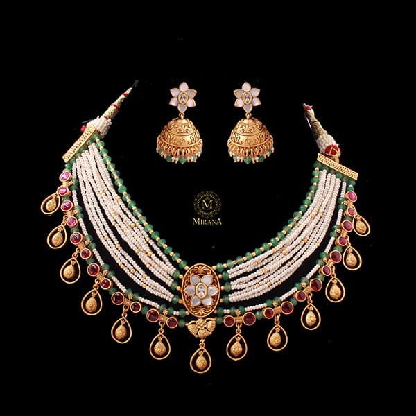 Satvi Multi Antique MOP Choker Set