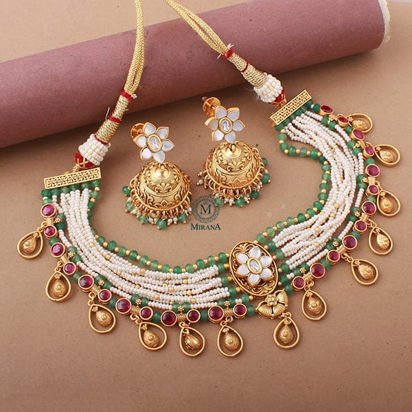 Satvi Multi Antique MOP Choker Set