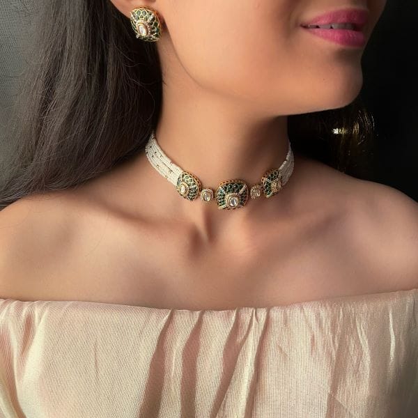 Anantika Emerald Green Polki Choker Set