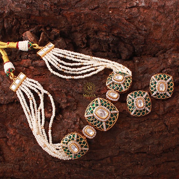 Anantika Emerald Green Polki Choker Set