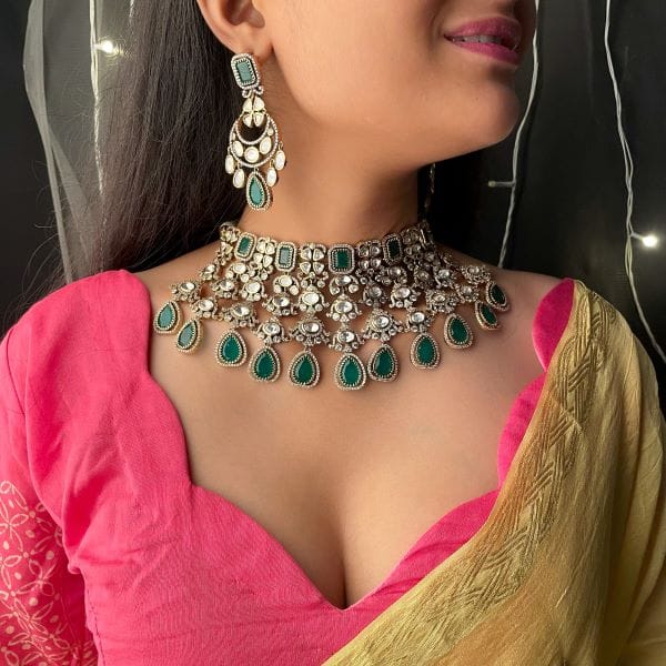 Roopam Emerald Green Bridal Choker Set