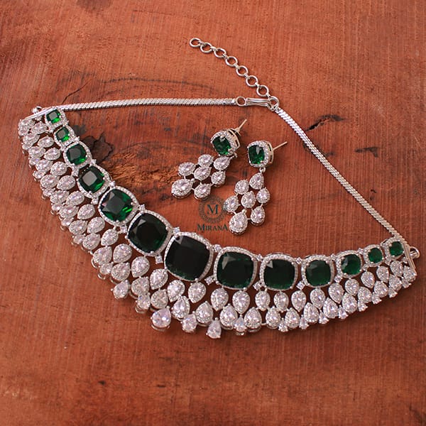 Namra Emerald Green CZ Designer Choker Set