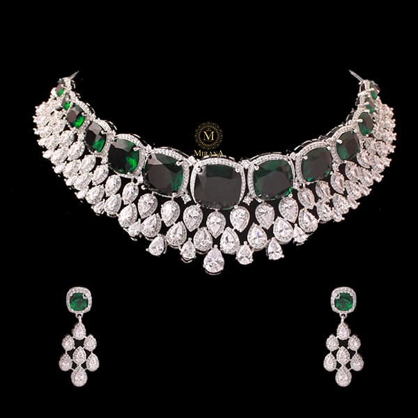 Namra Emerald Green CZ Designer Choker Set