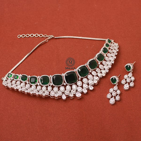 Namra Emerald Green CZ Designer Choker Set